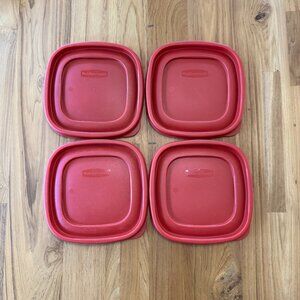4 Rubbermaid Easy Find Lids 6.5" inch Red Square Replacement Food Storage 7J64